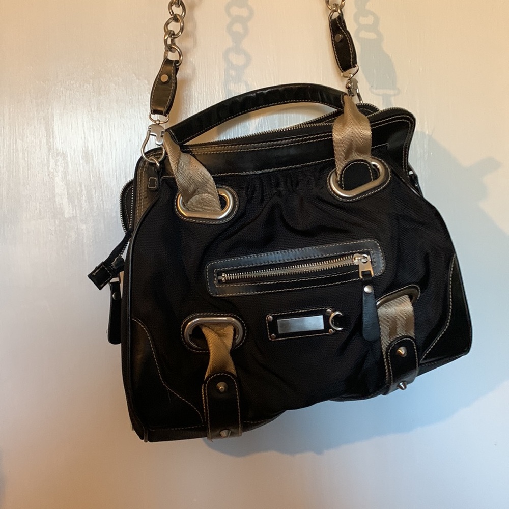 KATE LANDRY BLACK & GOLD SATCHEL HOBO TOTE PURSE SHOULDER AND HAND BAG